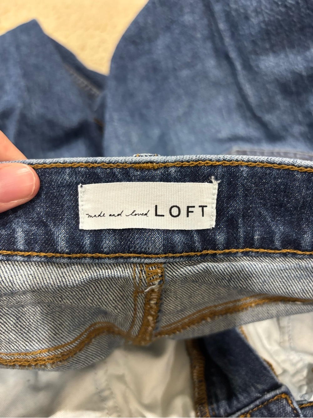 LOFT Cropped High Waist Straight Leg Denim Jeans - Blue Frayed Hem Size 27 - Picture 4 of 6